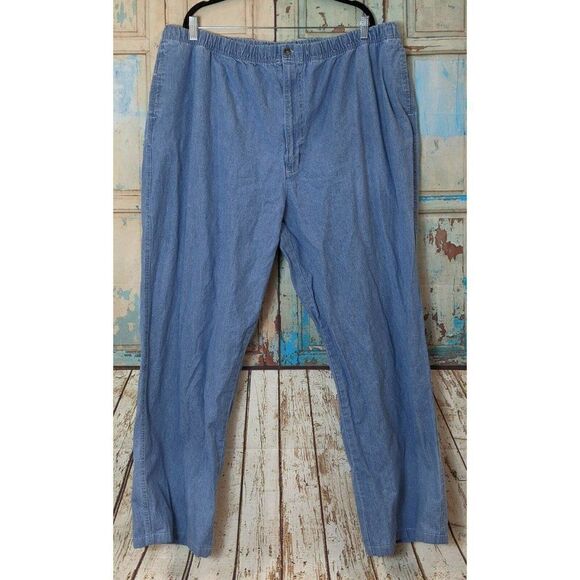 Towncraft Womens Sz 50 Comfort Fit Elastic Pants Straight Leg Denim Blue Jeans - Picture 1 of 8